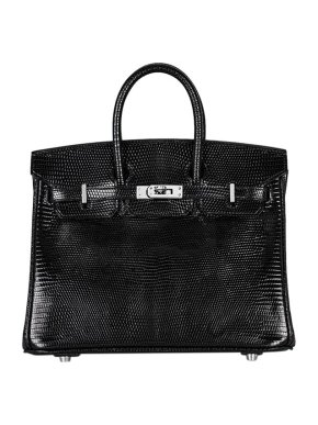 Hermes black Niloticus Lisse lizard Birkin 25 bag PHW