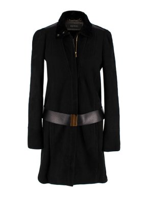 Gucci Vintage Black Suede & Shearling Belted Coat
