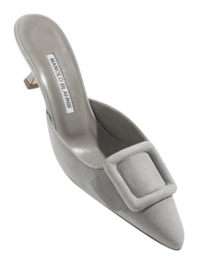 Manolo Blahnik Grey Suede Maysale Mules