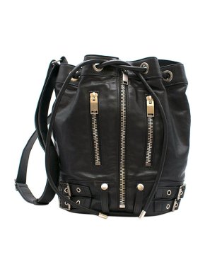 Saint Laurent Black Leather Rider Bucket Bag