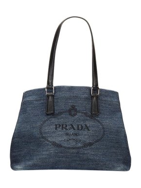 Prada indigo denim Canapa Logo tote bag