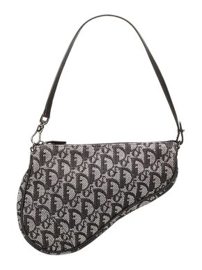 Dior vintage black Oblique jacquard mini Saddle bag