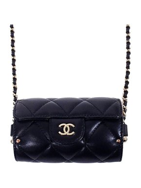 Chanel black lambskin leather quilted mini flap bag