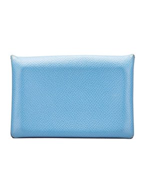 Hermes sky blue leather Calvi card holder