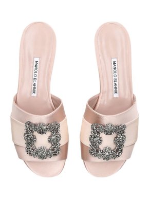 Manolo Blahnik Blush Satin Martamod Slides