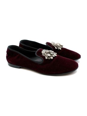 Giuseppe Zanotti burgundy velvet & crystal Dahlia loafers