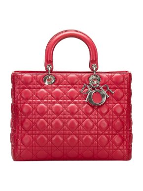 red leather Cannage quilted large Lady Dior bag