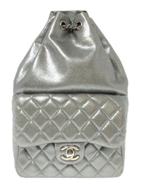 Chanel silver leather quilted small Seoul backpack