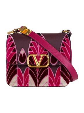 Valentino Garavani multicolour embroidered leather Vsling bag