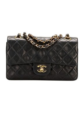 Chanel black lambskin leather quilted small Double Flap bag