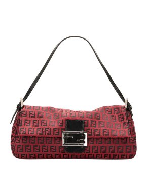 Fendi burgundy Zucchino canvas Baguette bag