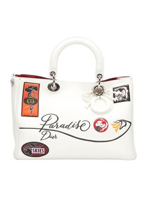 white printed leather Lady Dior Paradise bag