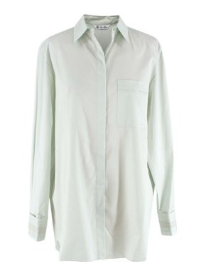 Loro Piana mint green embroidered cuff cotton shirt