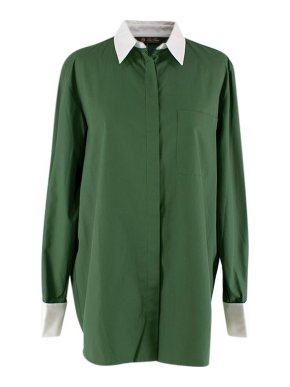 Loro Piana Green and White Cotton Shirt