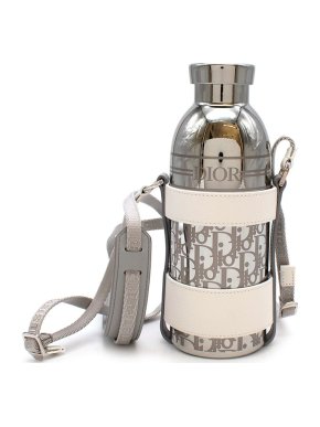 Dior Silver Water Bottle with Crossbody Strap