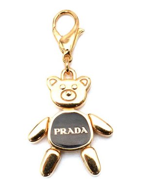 Prada Gold Tone Black Teddy Bear Key Ring