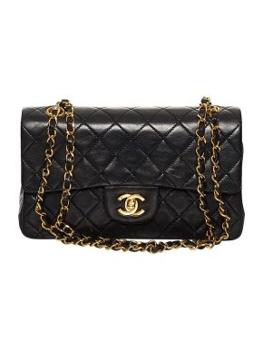 Chanel black lambskin leather quilted small Double Flap bag