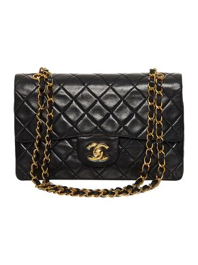 Chanel Black lambskin leather quilted small Double Flap bag