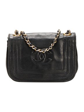 Chanel vintage black leather CC mini crossbody bag