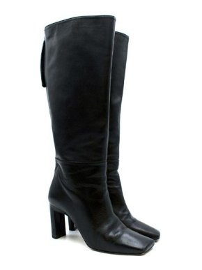 Wandler Black Leather Zipped Square-Toe Boots