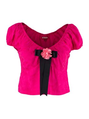 Staud Floral Jacquard Fuchsia Satin Top