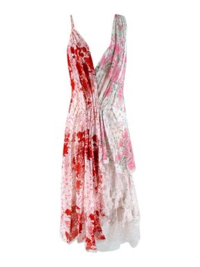 Ermanno Scervino Asymmetric Floral Dress In Pink/Red