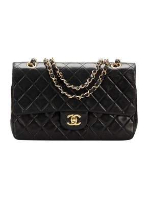 Chanel black lambskin leather quilted medium Double Flap bag