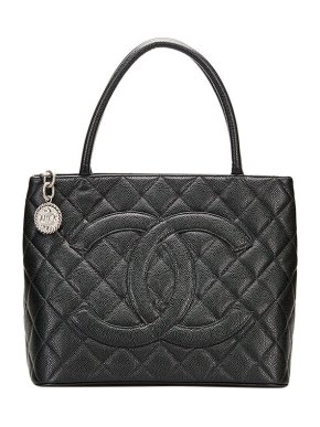 Chanel black Caviar leather Medallion tote bag