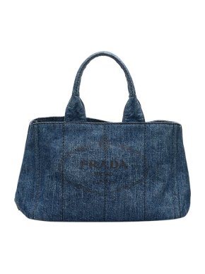 Prada blue denim Canapa Logo tote bag