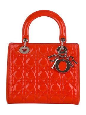 orange patent leather Cannage medium Lady Dior bag