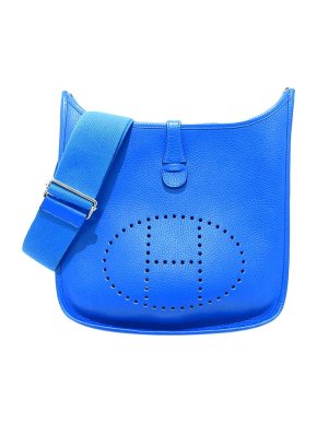 Hermes bright blue Clemence leather Evelyne III PM bag PHW