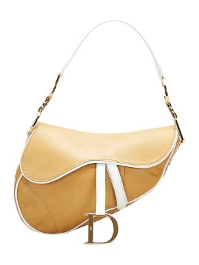 Dior vintage tan & white leather Saddle bag