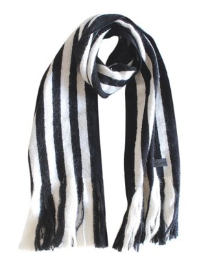 Saint Laurent Black & White Mohair Blend Scarf