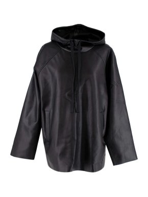 Camilla and Marc Leather Oversize Black Hoodie