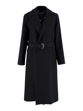 Louis Vuitton Black Wool Coat with Monogram Lining