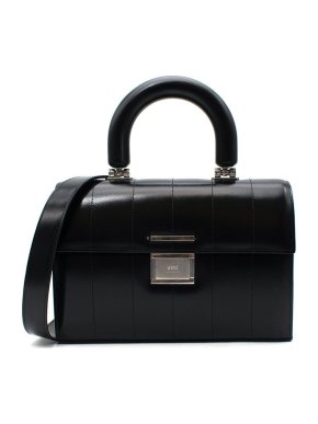 Ami Black Leather Top Handle Bag