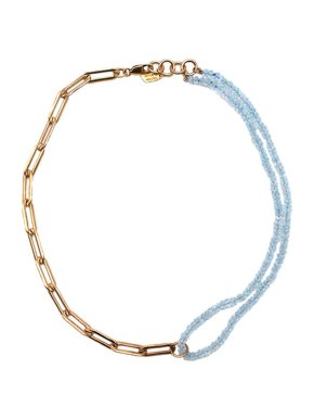 Loren Stewart blue beaded 14ct gold chain choker