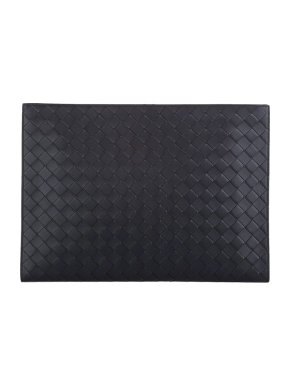 Bottega Veneta black Intrecciato leather portfolio case