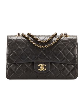Chanel Black lambskin leather quilted medium Double Flap bag