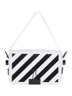 black & white leather mini Diag Binder Clip bag