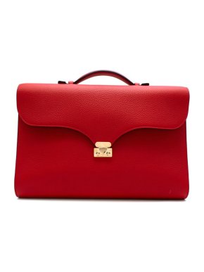 Red Grained Leather Briefcase