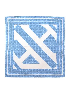Hardy Amies blue silk printed pocket square