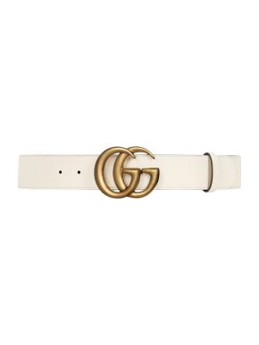 Gucci White Leather GG Belt - Size 90