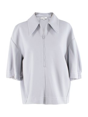 Tibi blue-grey ponte oversize polo shirt