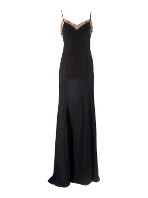 Versace vintage black silk crepe & lace slip dress