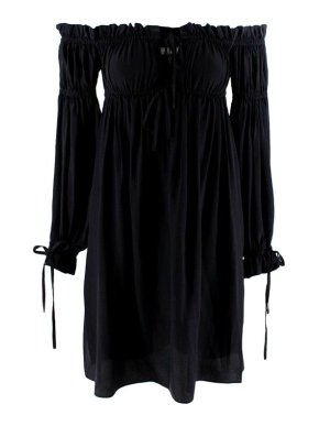 Alexander McQueen black silk crepe off-shoulder mini dress