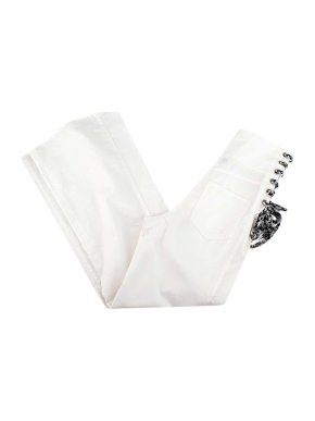 Chanel Tweed Lace-Up White Cotton Wide Leg Trousers