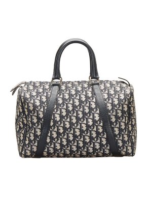 Dior vintage navy Oblique jacquard Boston bag