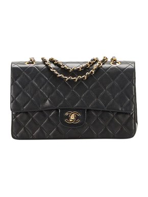 Chanel black lambskin leather quilted medium Double Flap bag