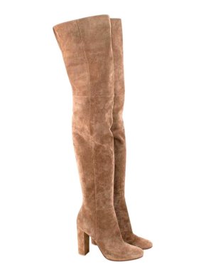 Gianvito Rossi beige suede OTK heeled boots